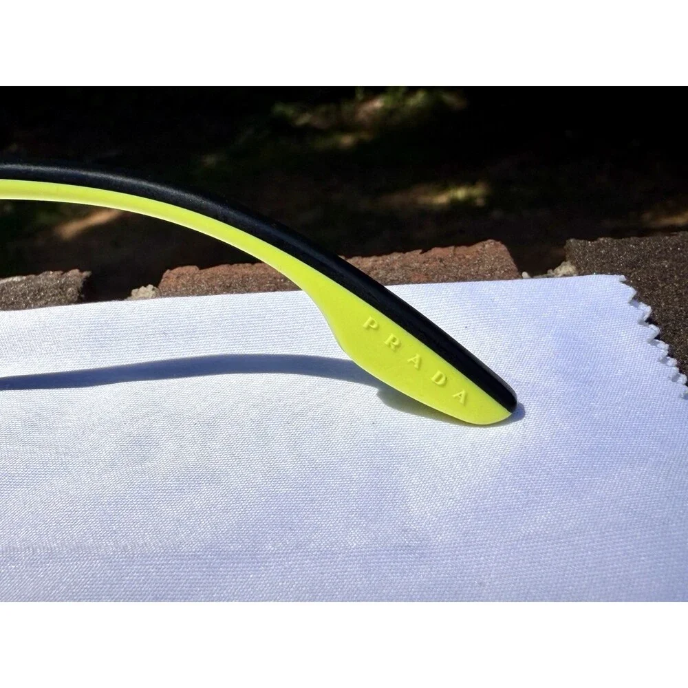 Prada Linea Rossa PS 50YS Sunglasses Matte Black Neon Yellow Aviator 62mm W/ COA